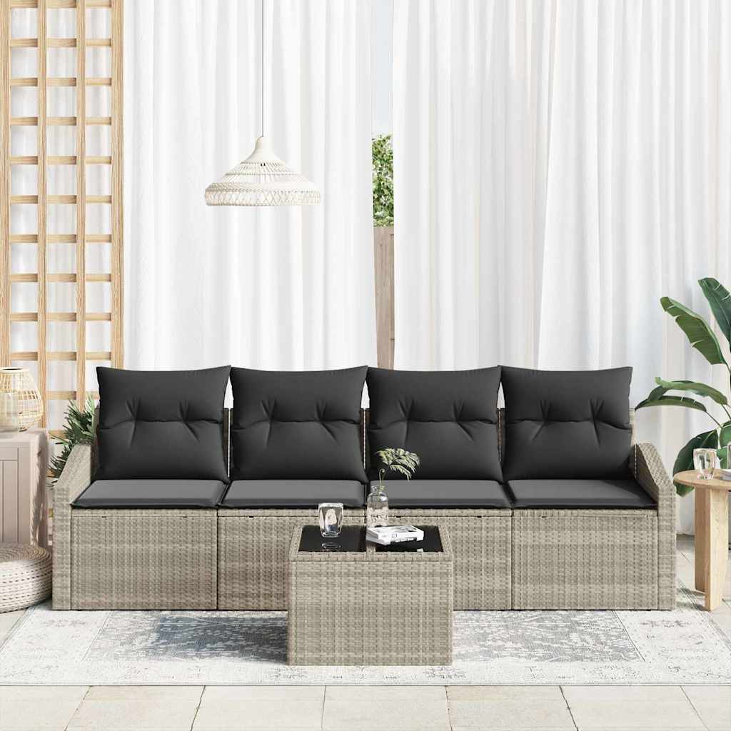 Garten-Sofa-Set 5 pcs Hellgrau und Dunkelgrau 55 x 55 x 37 cm